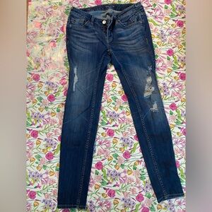 Vigoss Women's Distressed Dark Blue Skinny Jeans